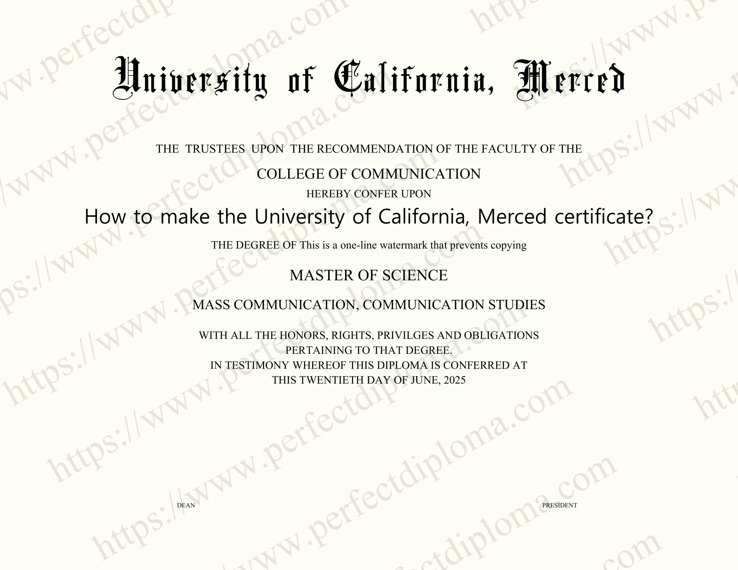 How to make the University of California, Merced certificate?