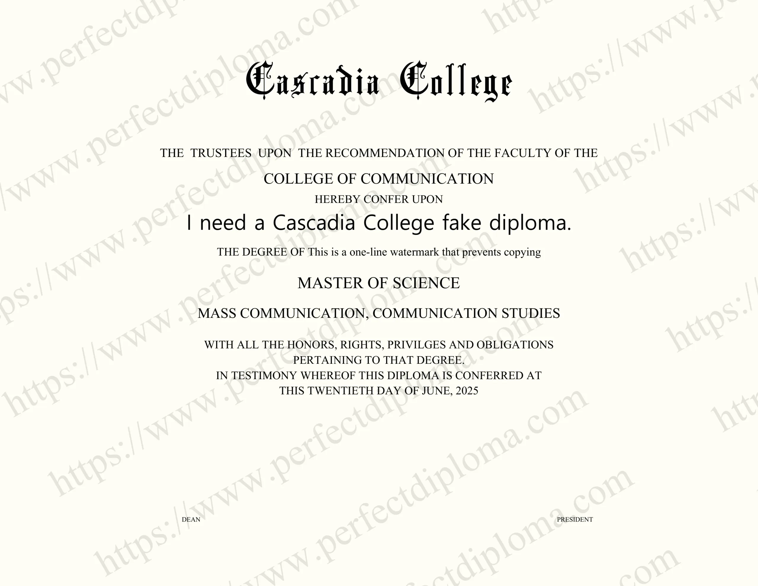 I need a Cascadia College fake diploma.