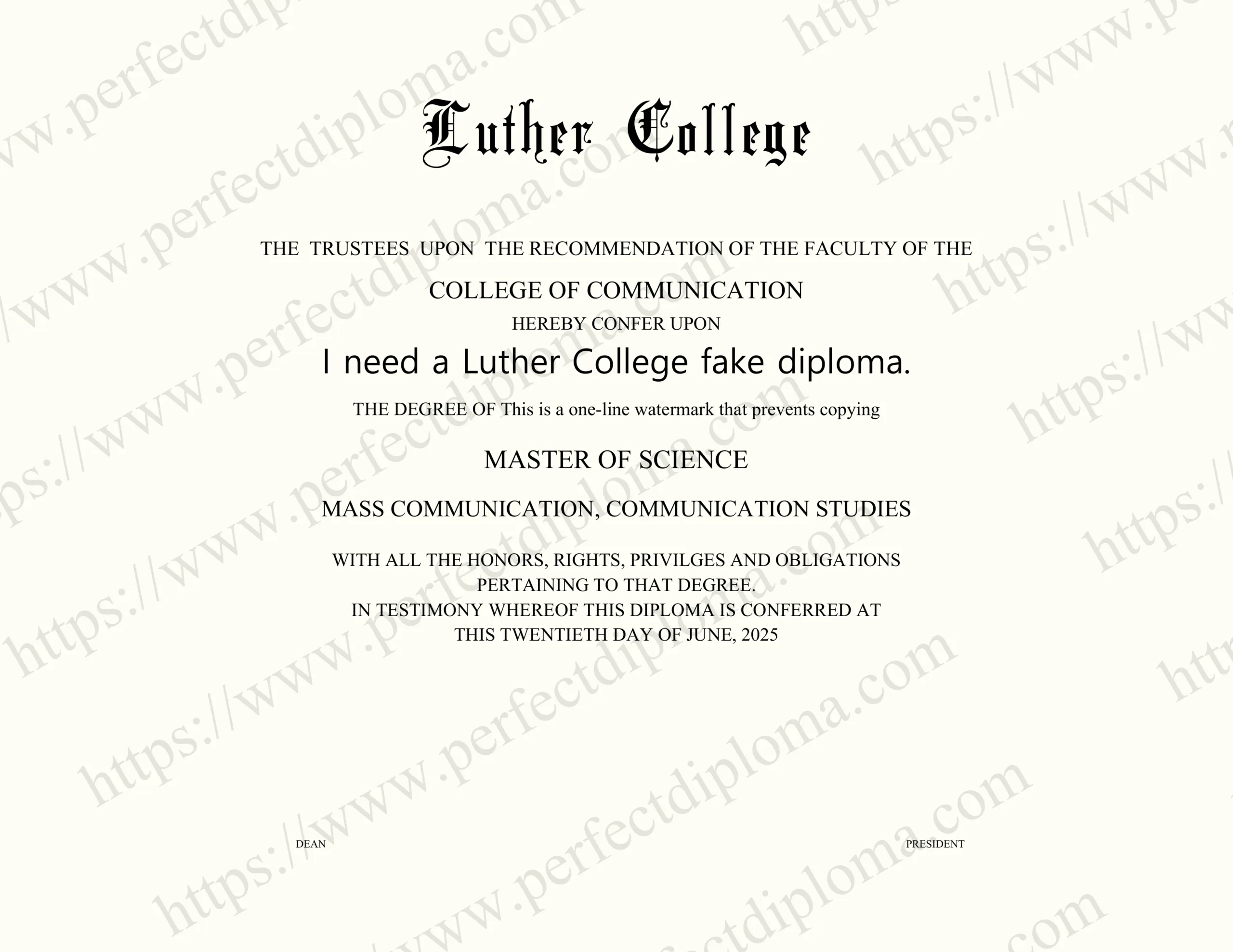 I need a Luther College fake diploma.