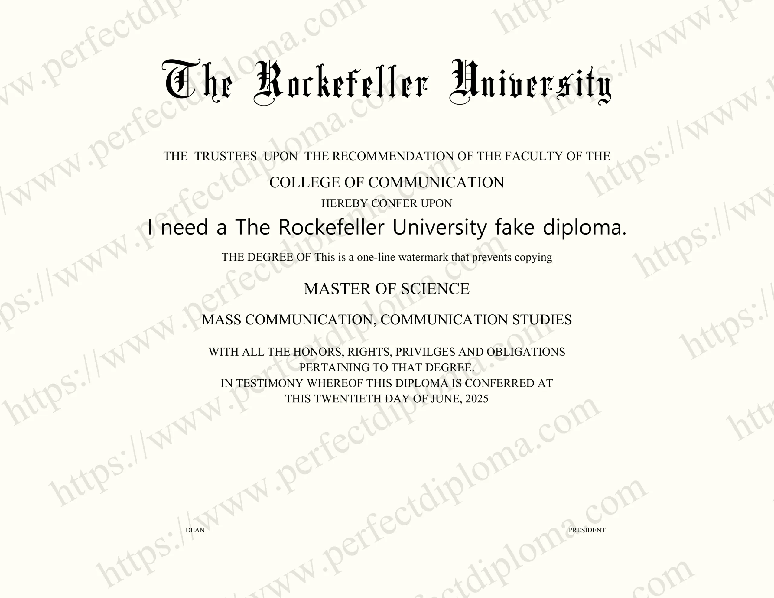 I need a The Rockefeller University fake diploma.