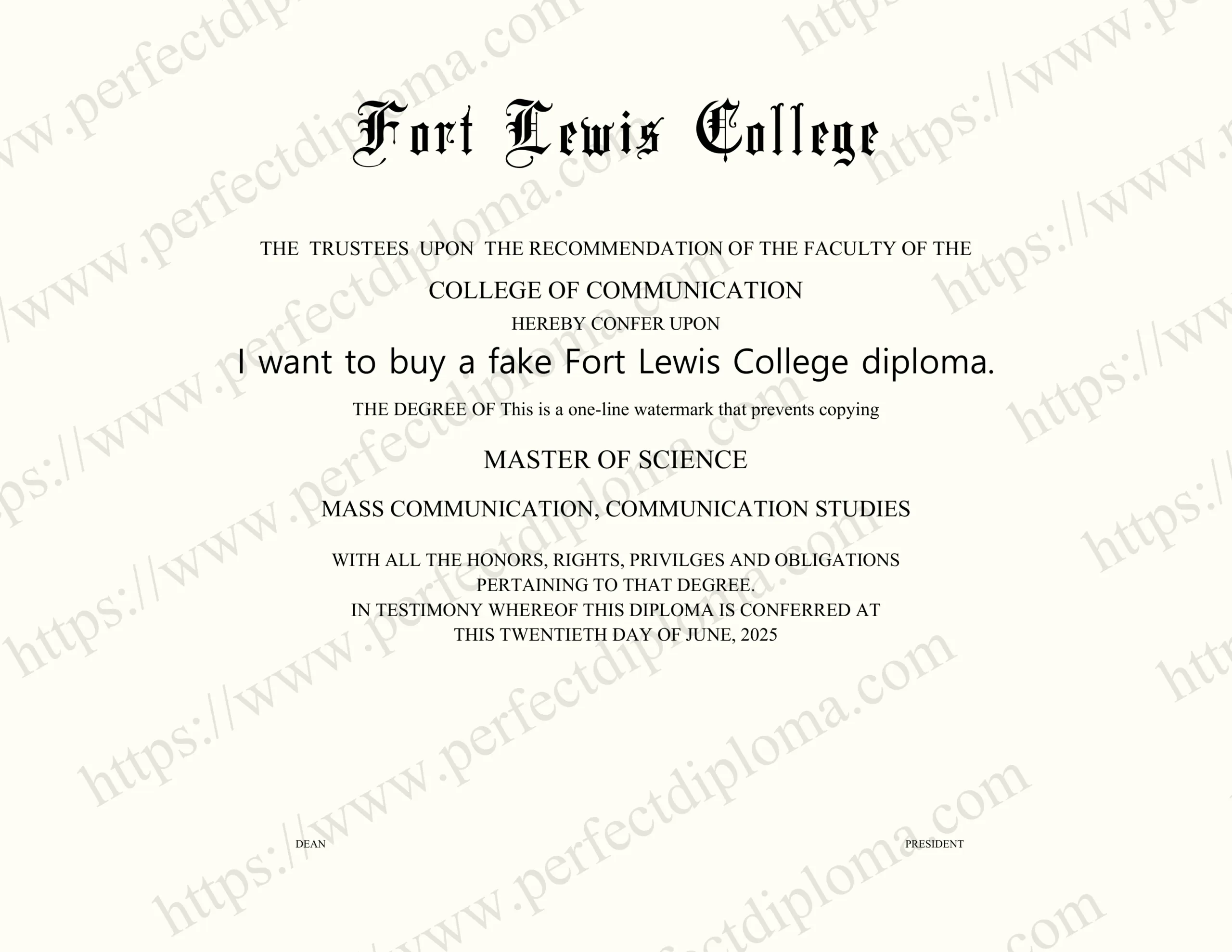 I want to buy a fake Fort Lewis College diploma.