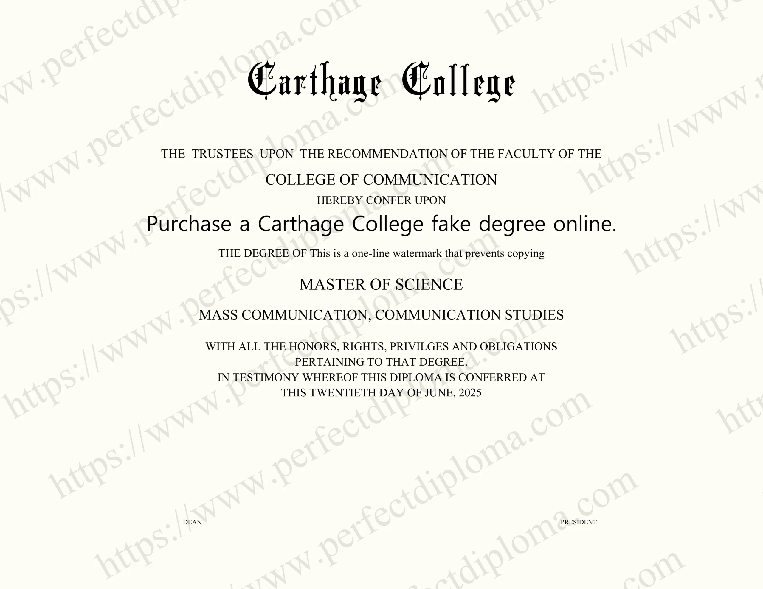Purchase a Carthage College fake degree online.