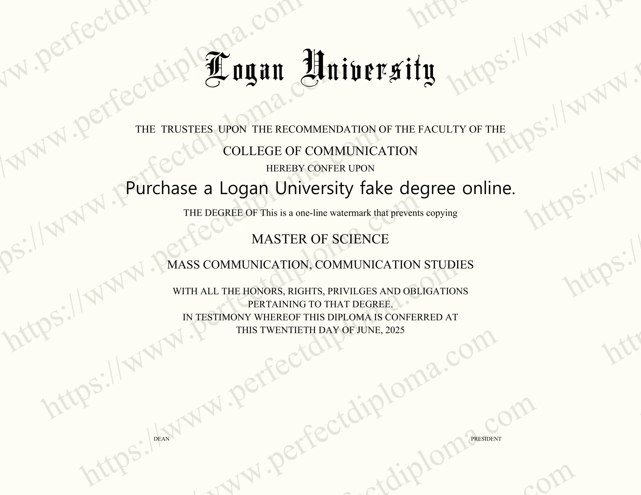 Purchase a Logan University fake degree online.