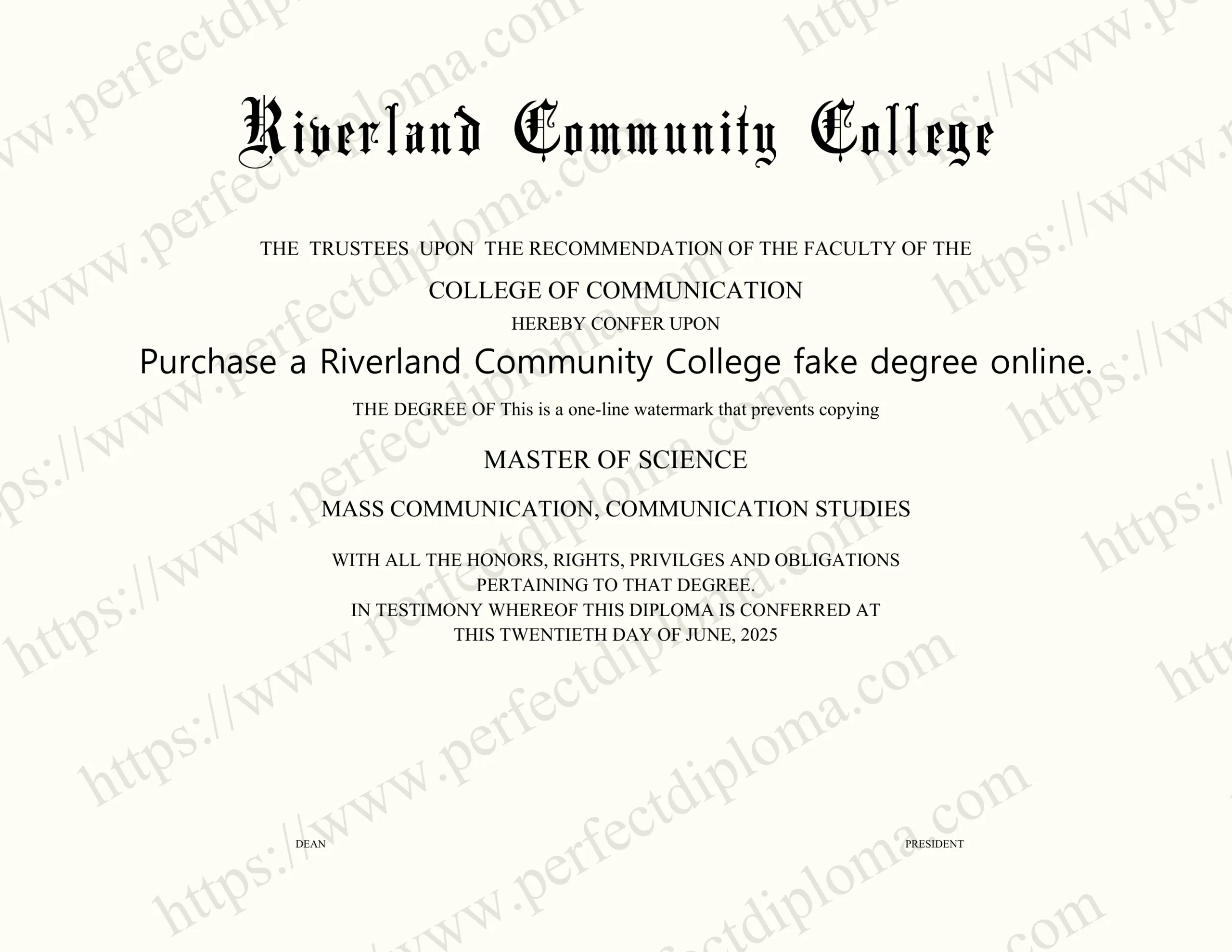 Purchase a Riverland Community College fake degree online.