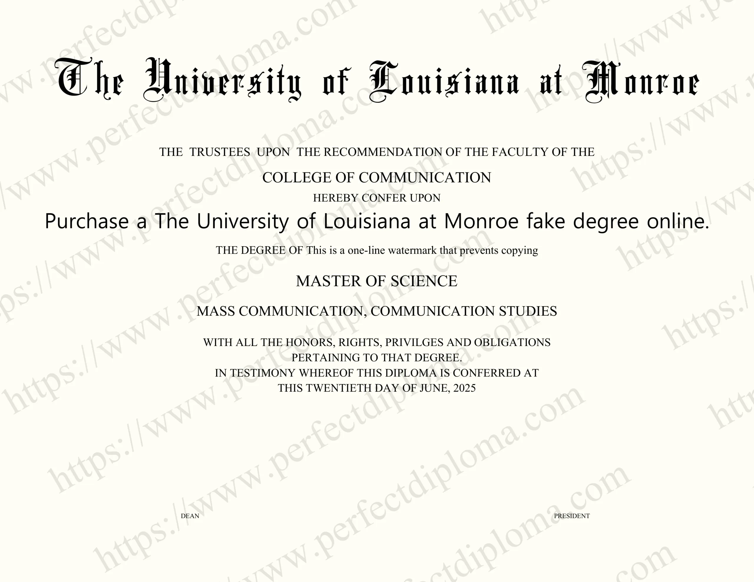 Purchase a The University of Louisiana at Monroe fake degree online.