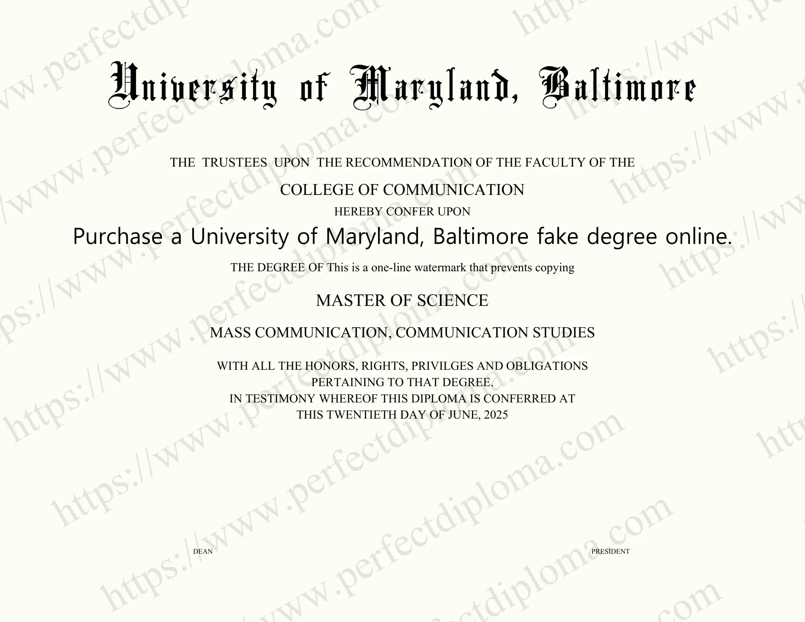 Purchase a University of Maryland, Baltimore fake degree online.