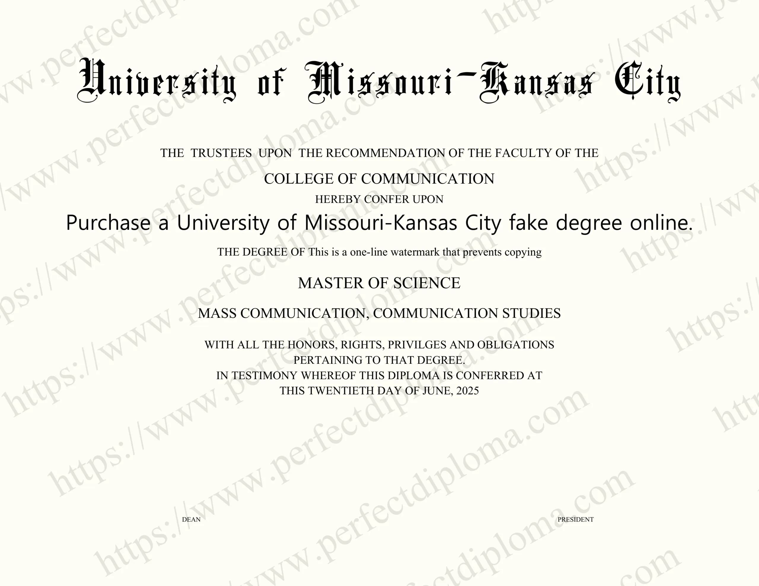 Purchase a University of Missouri-Kansas City fake degree online.