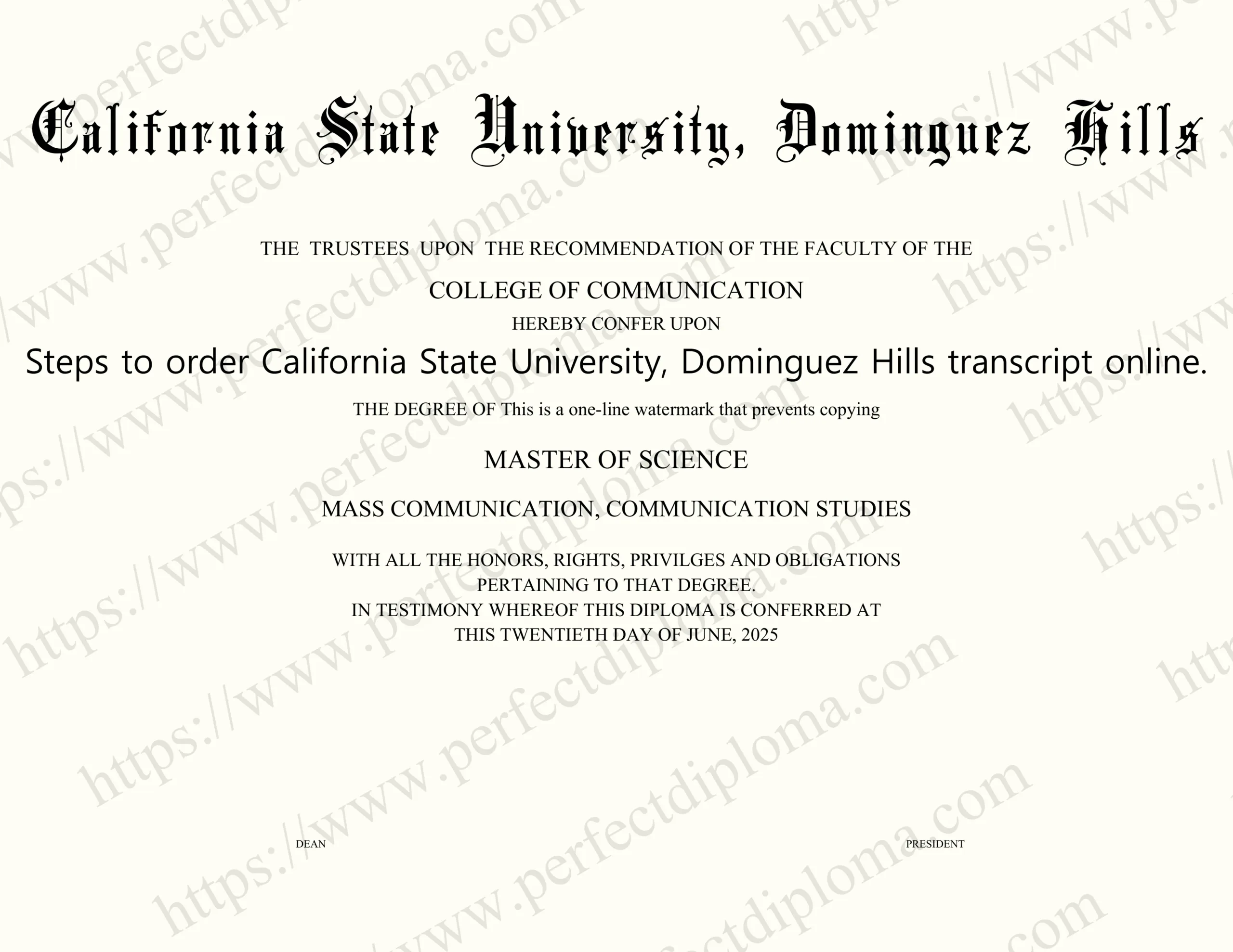 Steps to order California State University, Dominguez Hills transcript online.