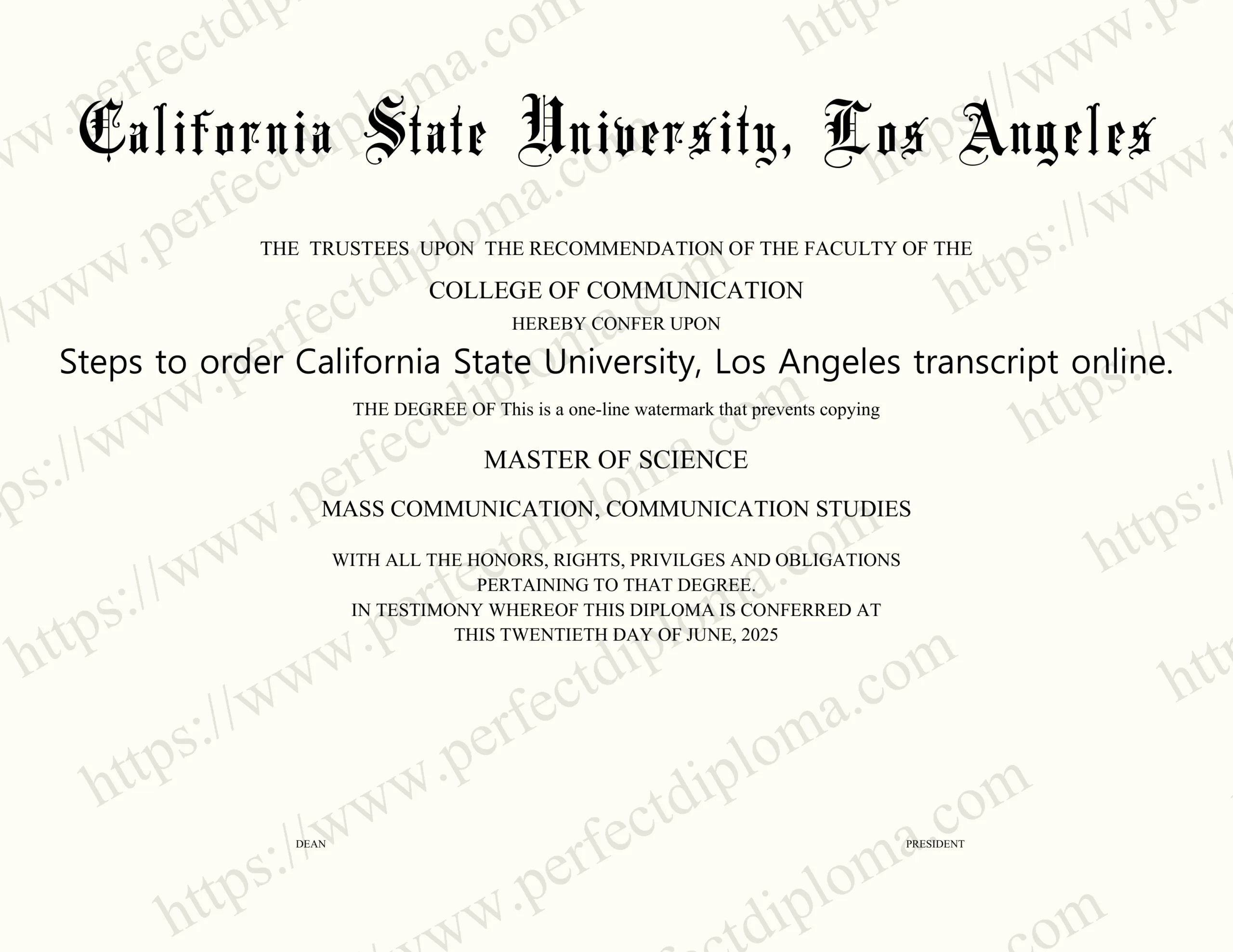 Steps to order California State University, Los Angeles transcript online.