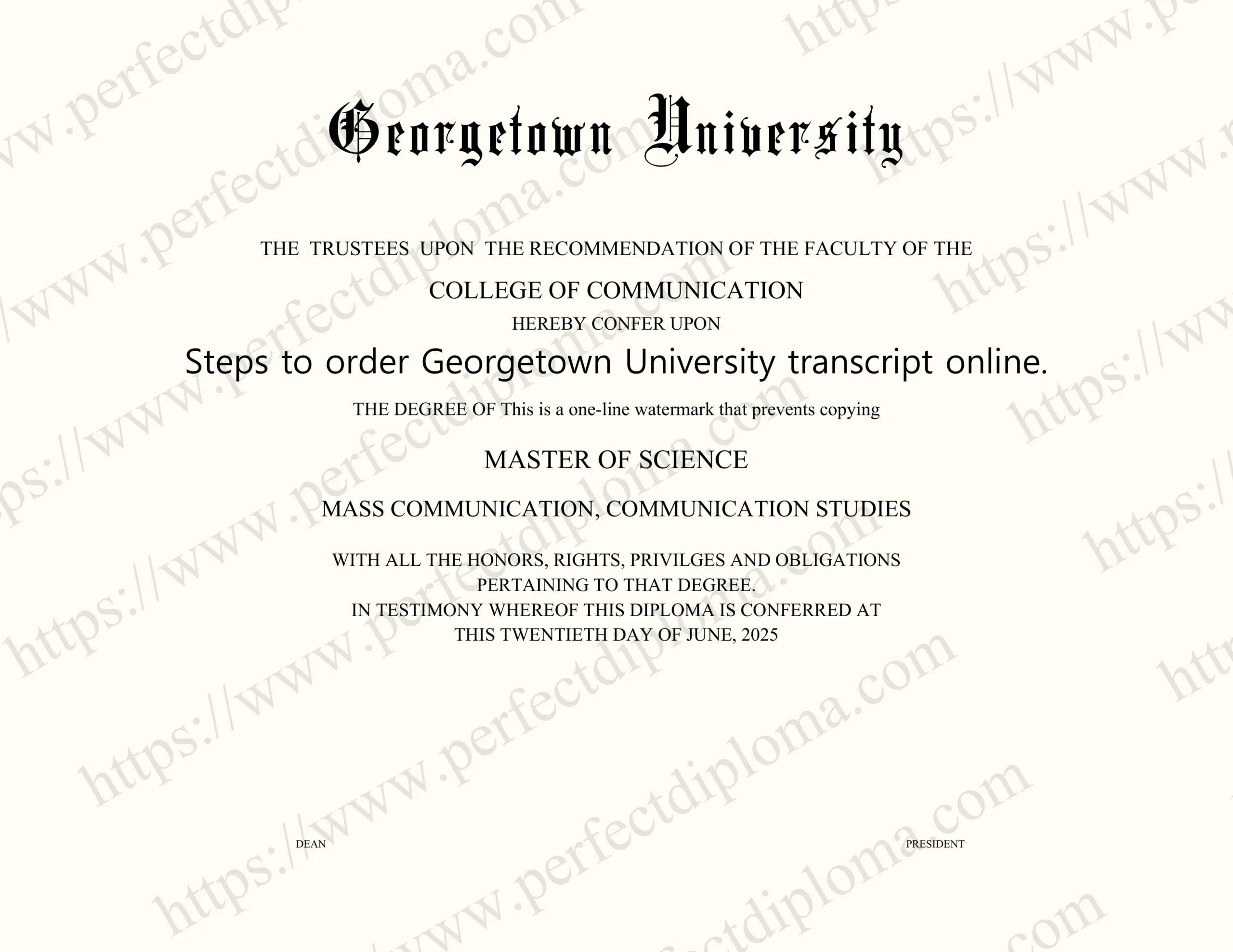 Steps to order Georgetown University transcript online.