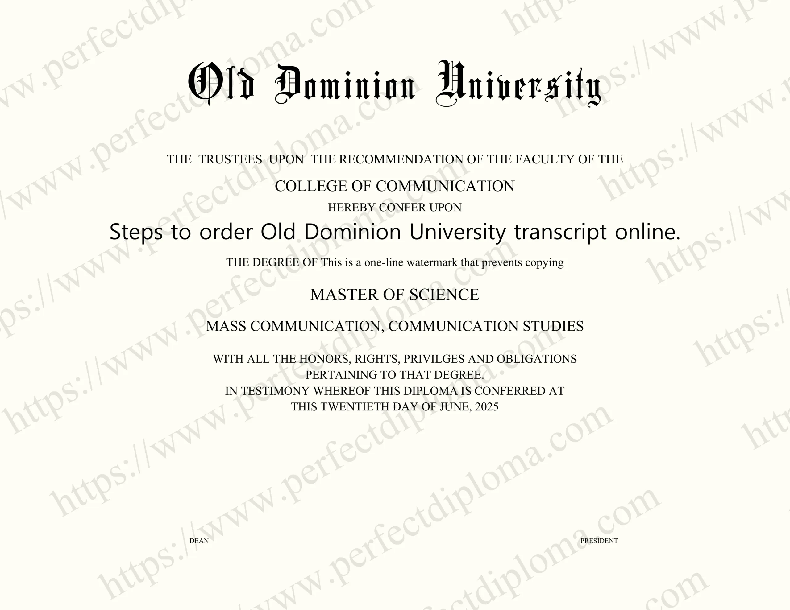 Steps to order Old Dominion University transcript online.