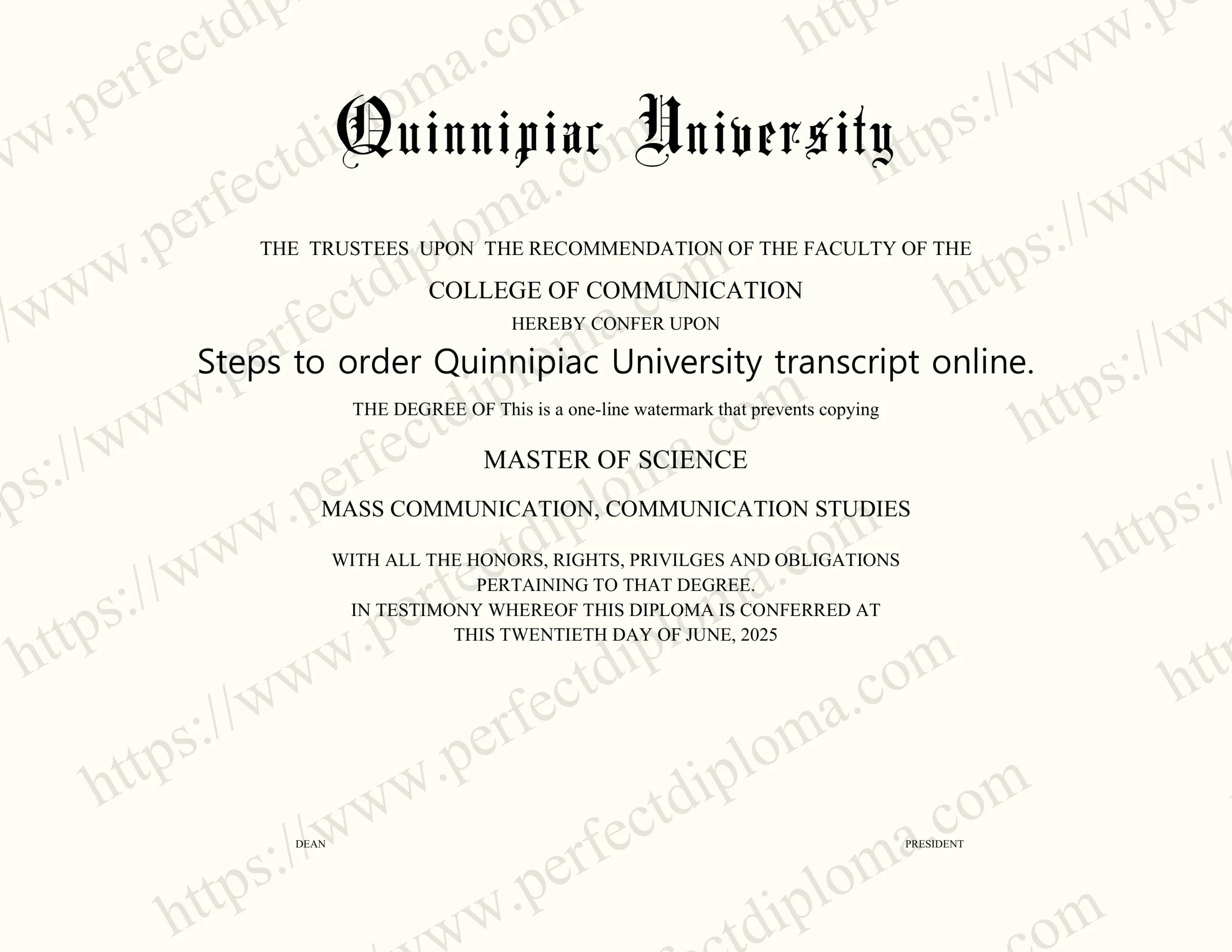 Steps to order Quinnipiac University transcript online.