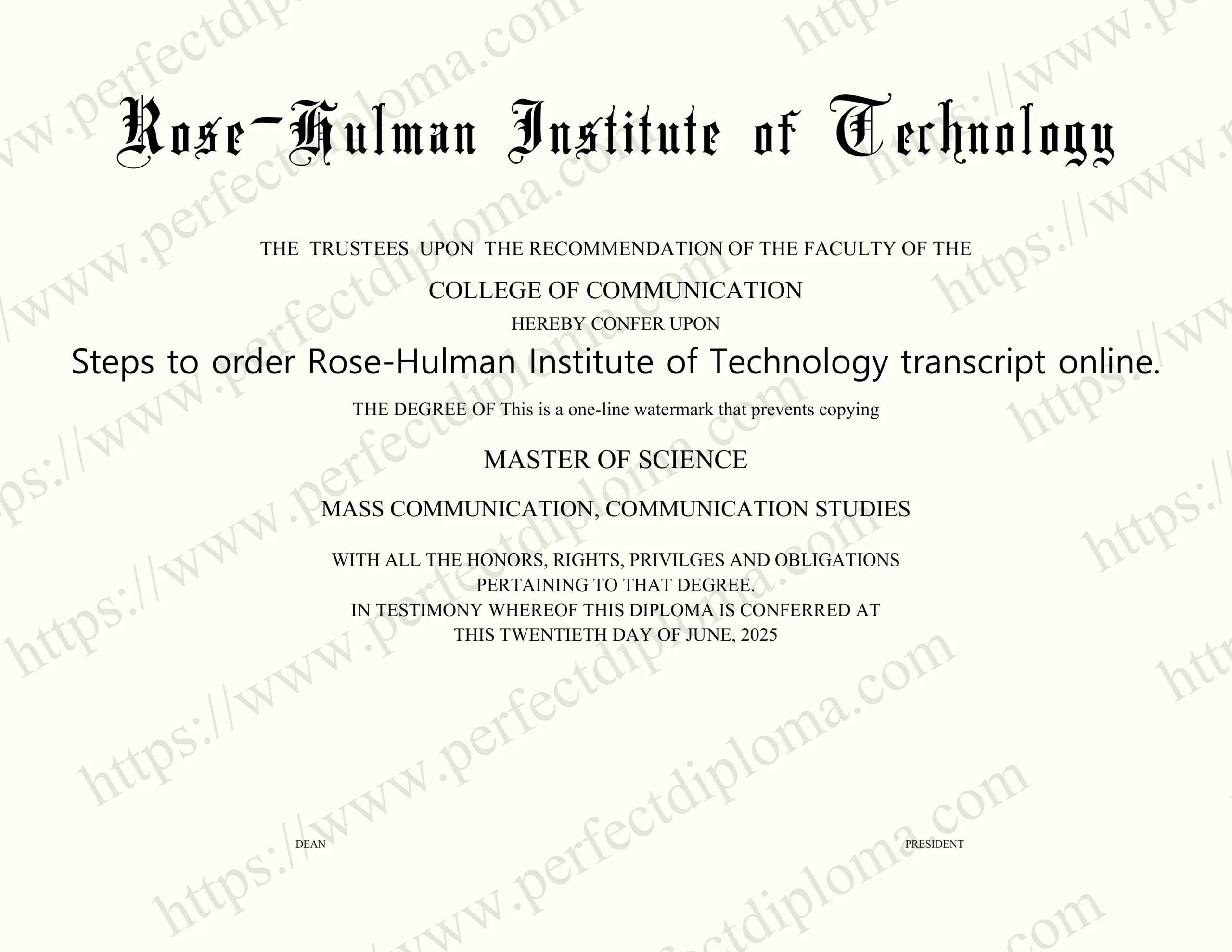 Steps to order Rose-Hulman Institute of Technology transcript online.