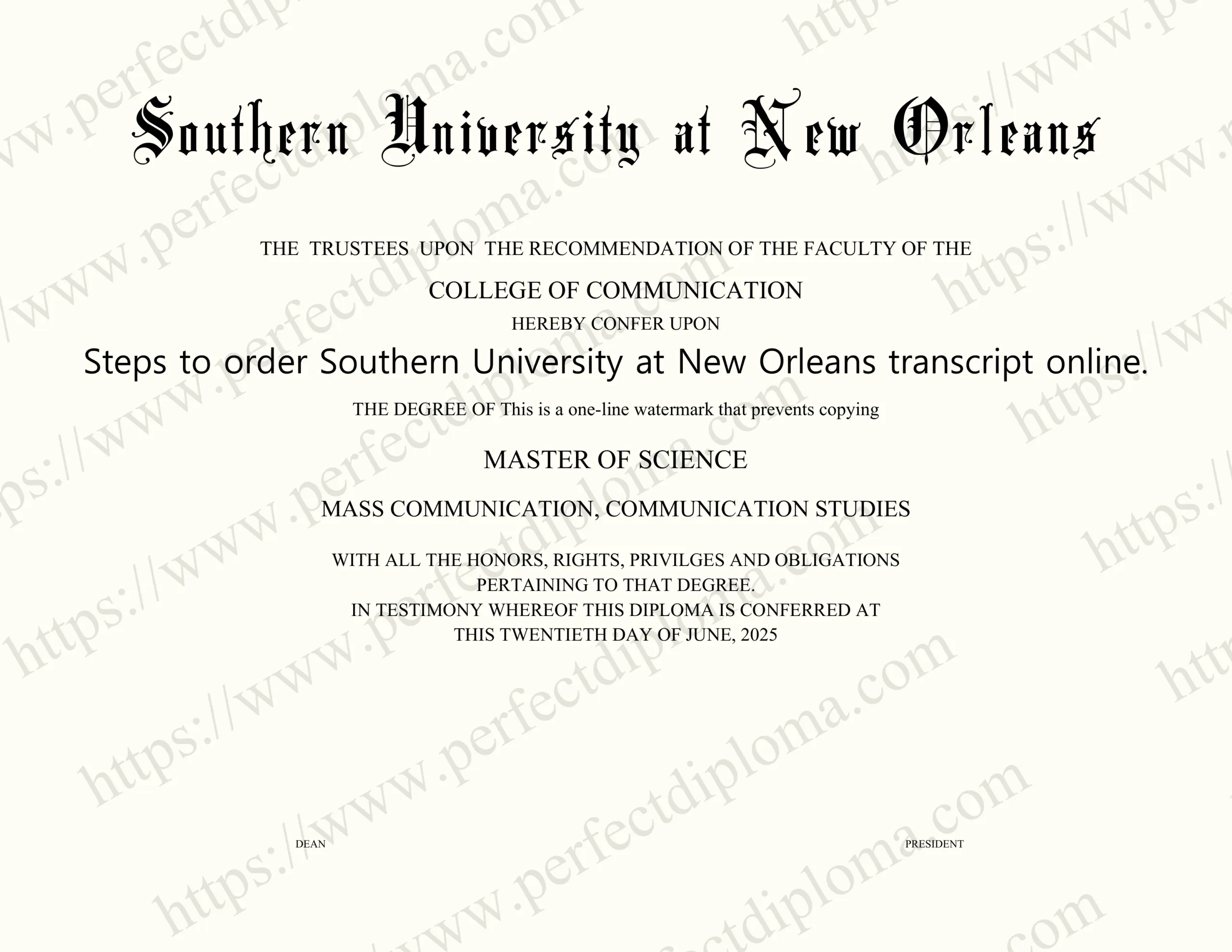 Steps to order Southern University at New Orleans transcript online.