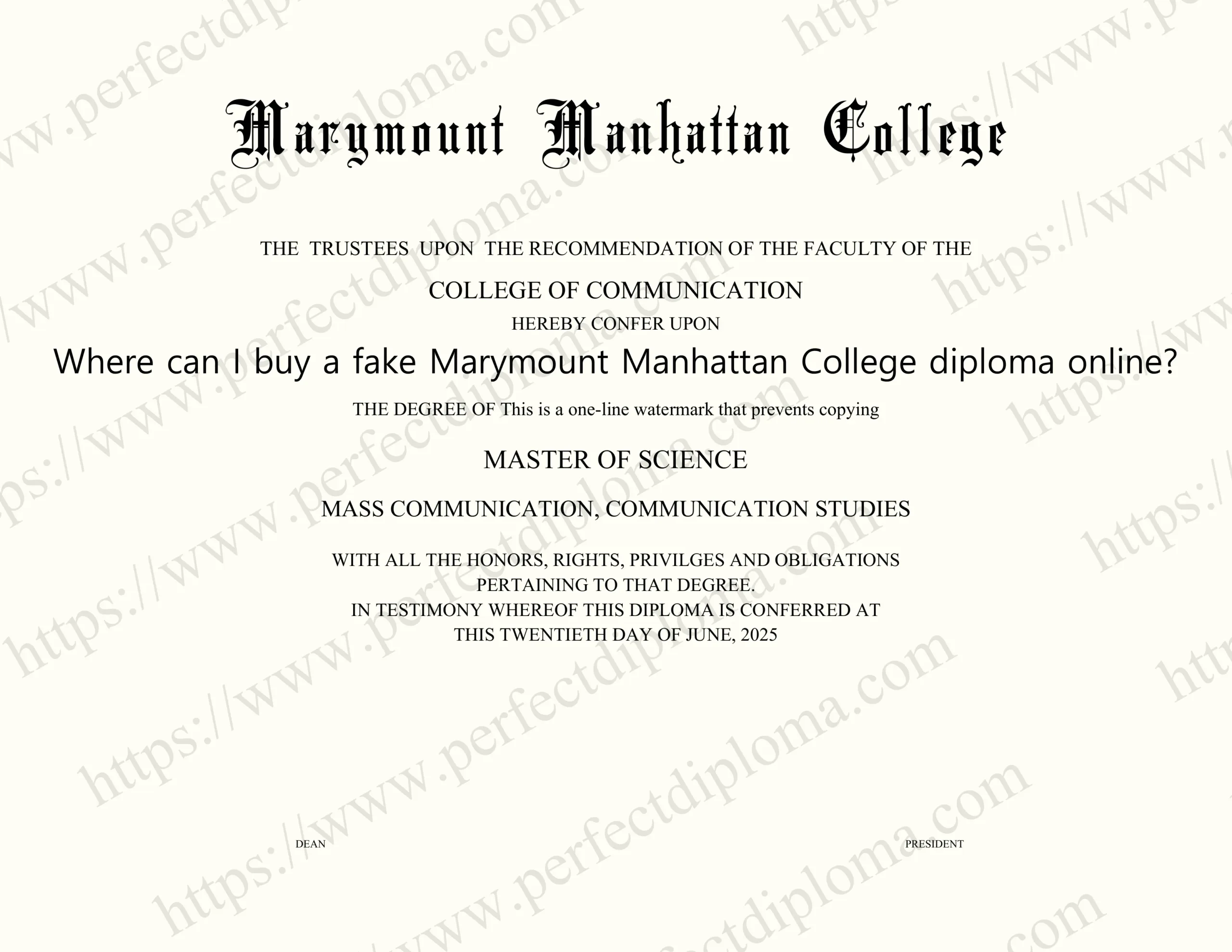 Where can I buy a fake Marymount Manhattan College diploma online?