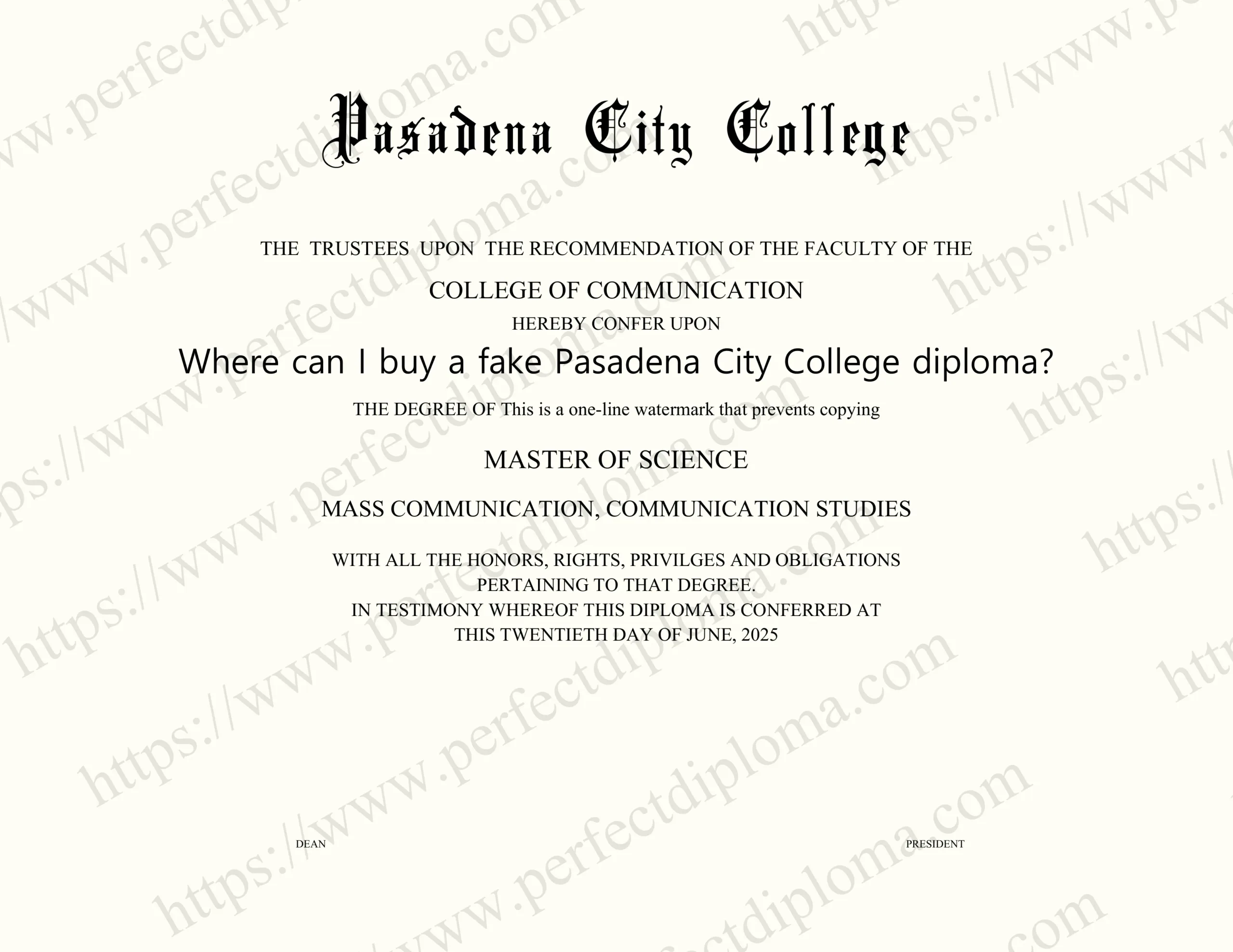 Where can I buy a fake Pasadena City College diploma?