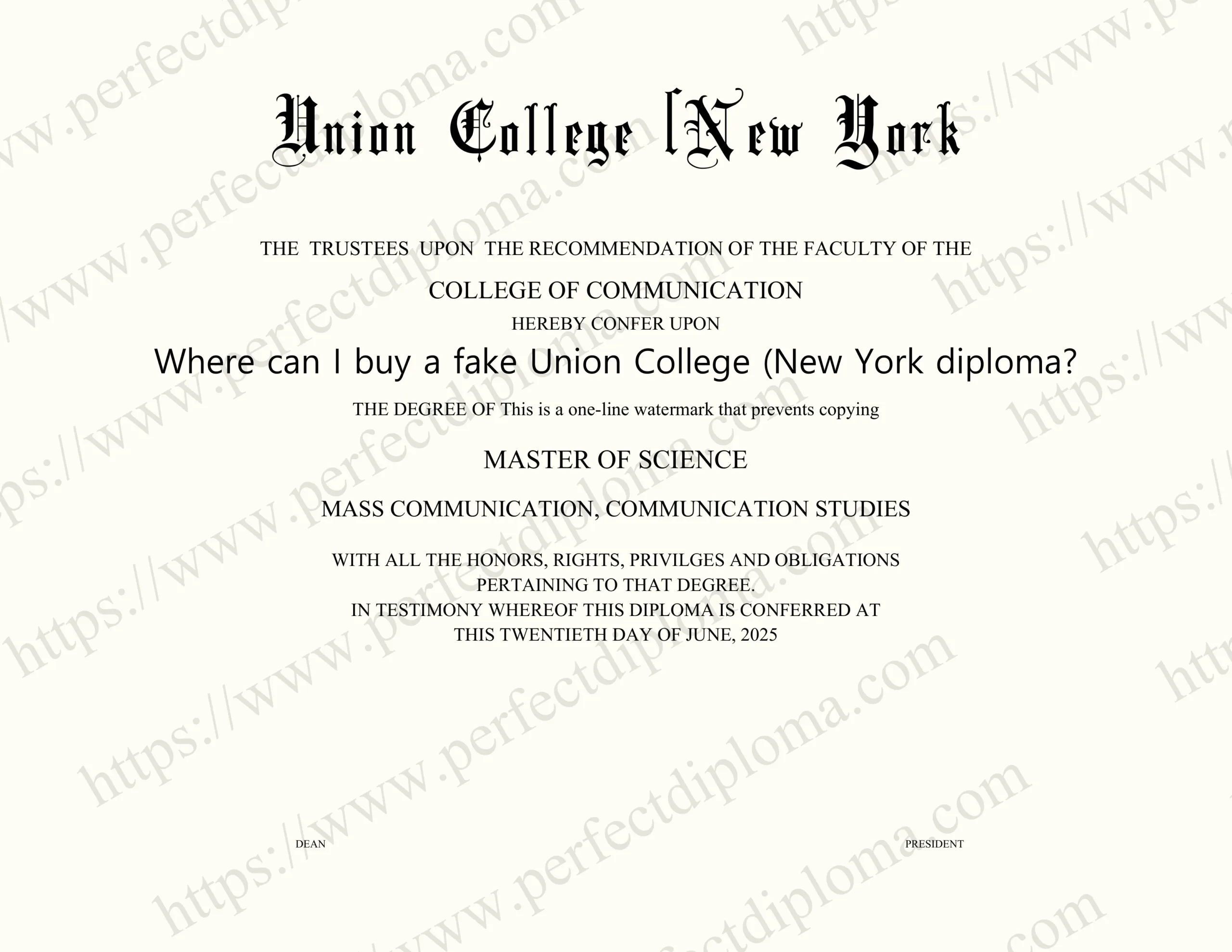 Where can I buy a fake Union College (New York diploma?