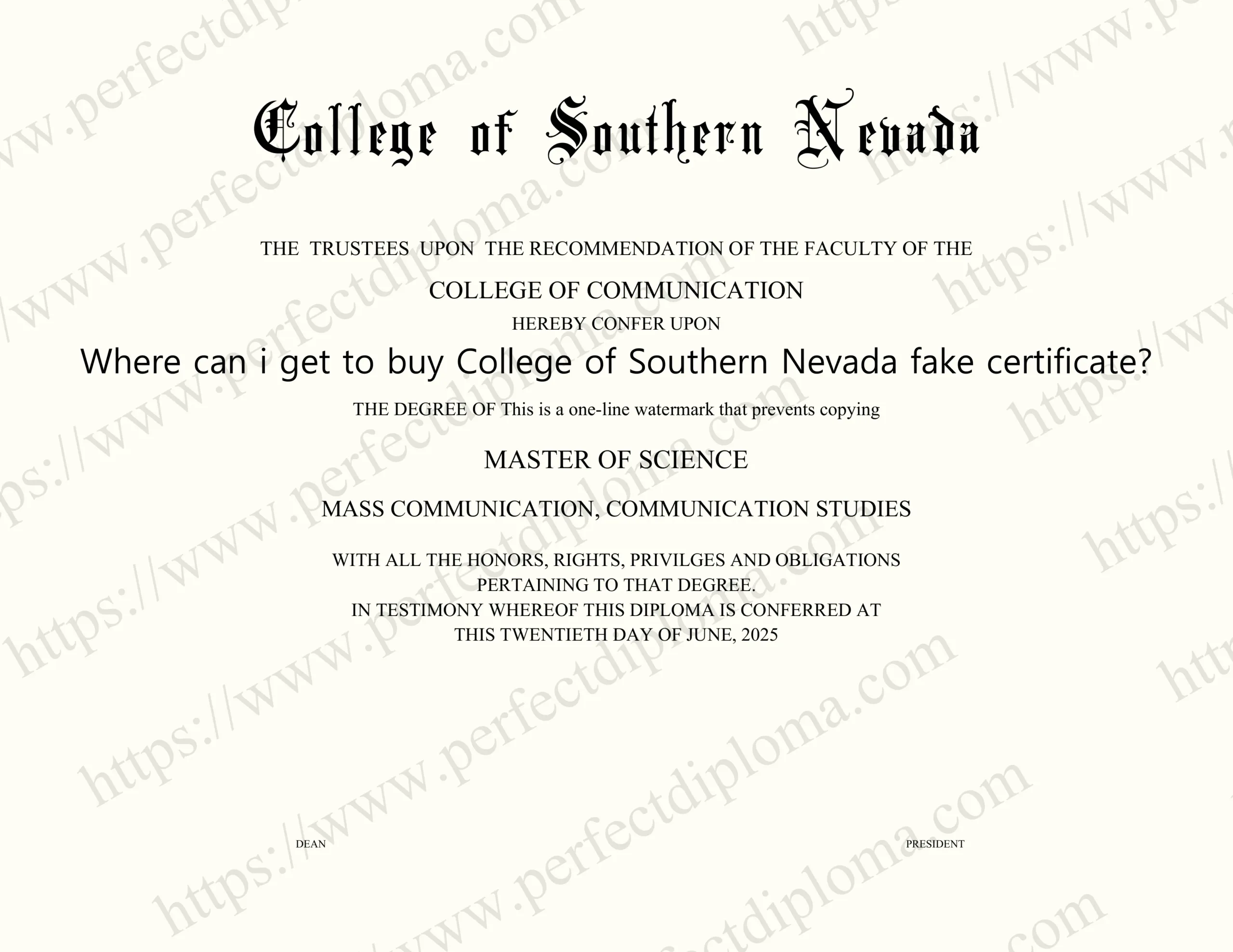 Where can i get to buy College of Southern Nevada fake certificate?