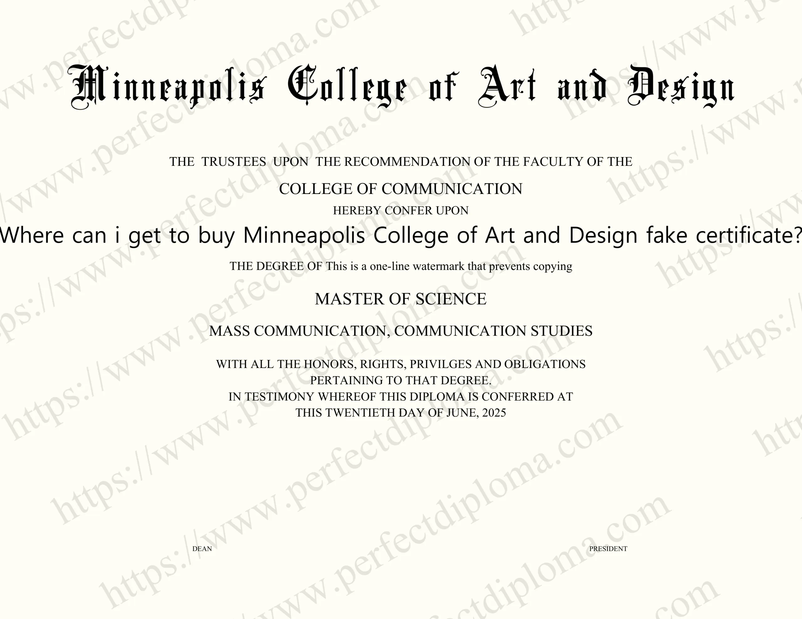 Where can i get to buy Minneapolis College of Art and Design fake certificate?