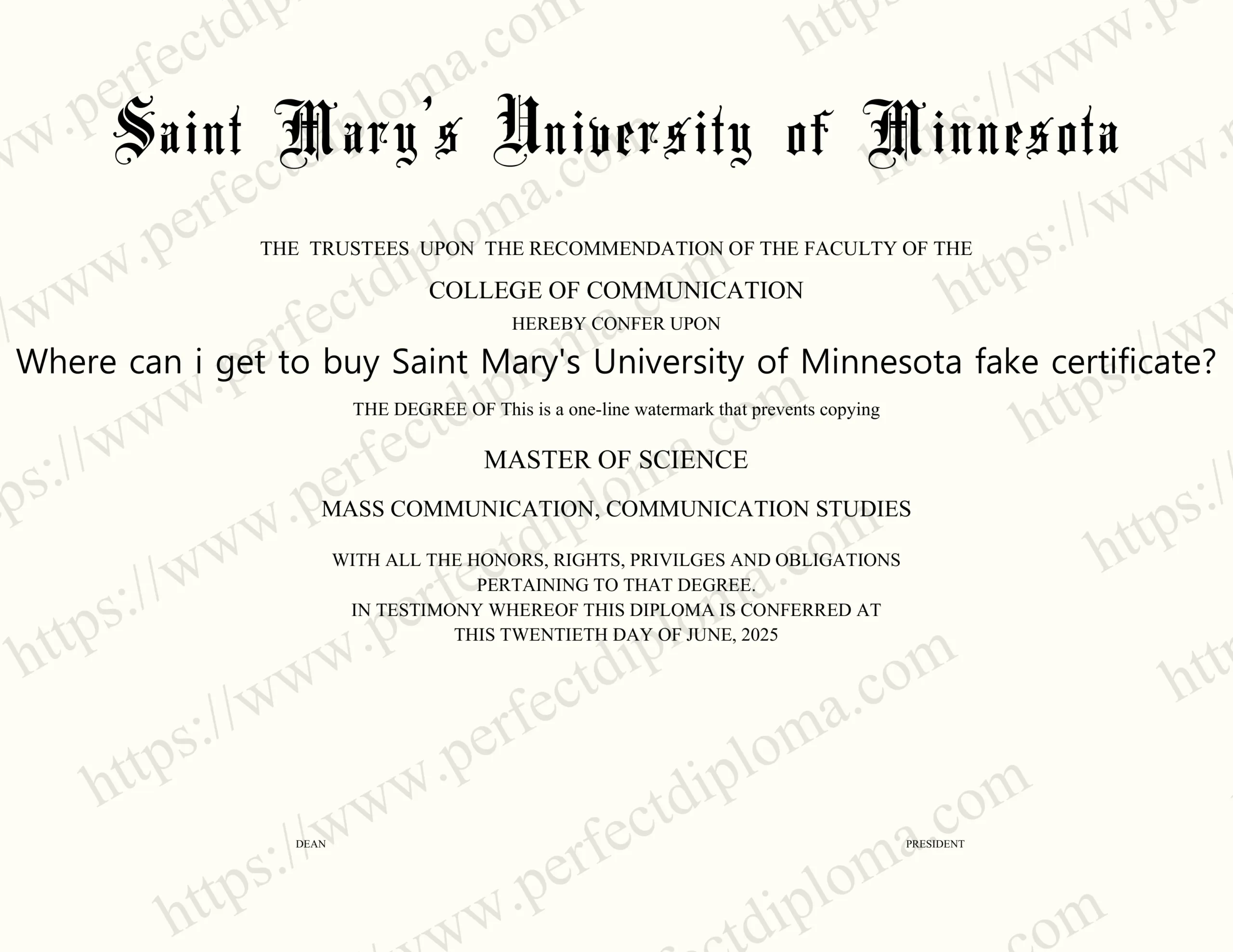Where can i get to buy Saint Mary's University of Minnesota fake certificate?