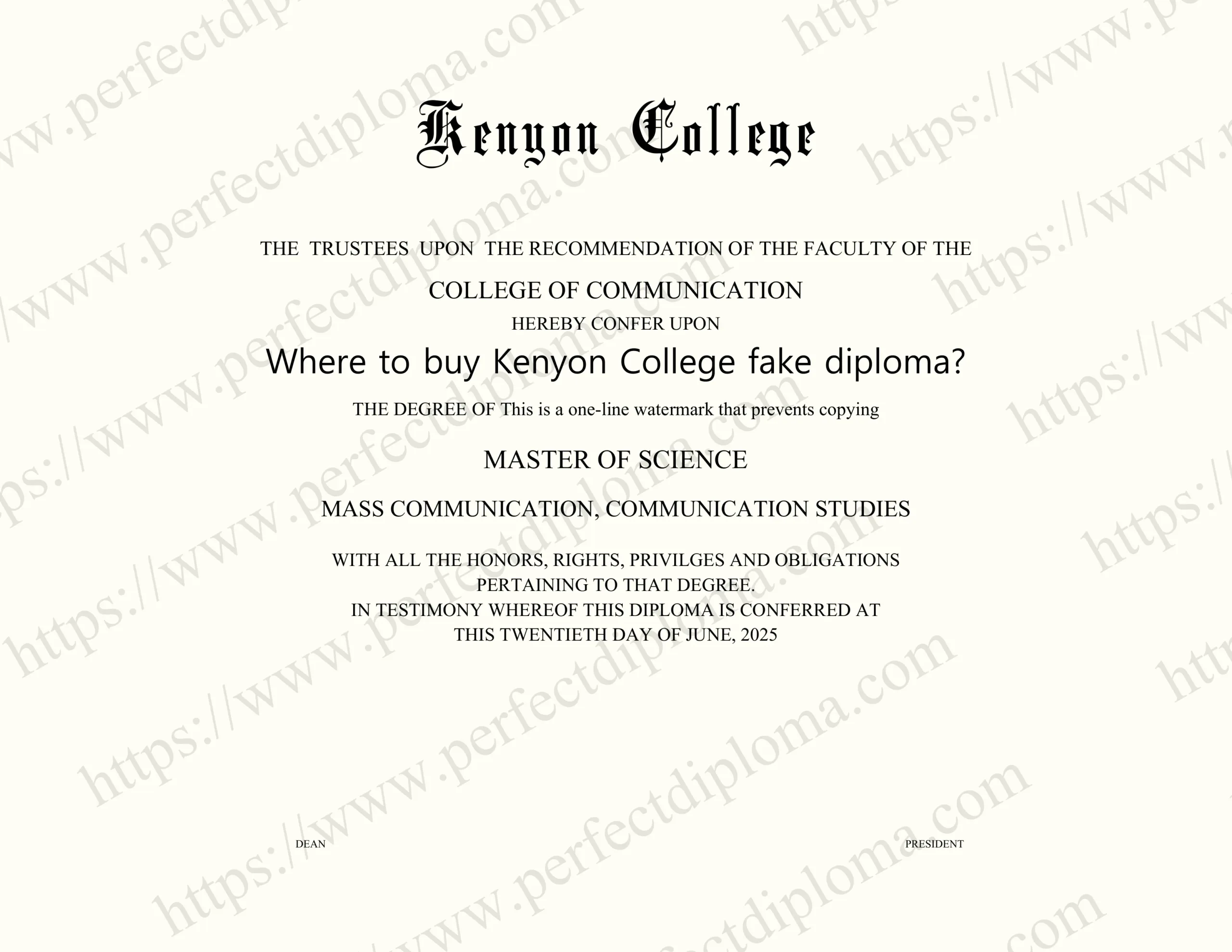 Where to buy Kenyon College fake diploma?