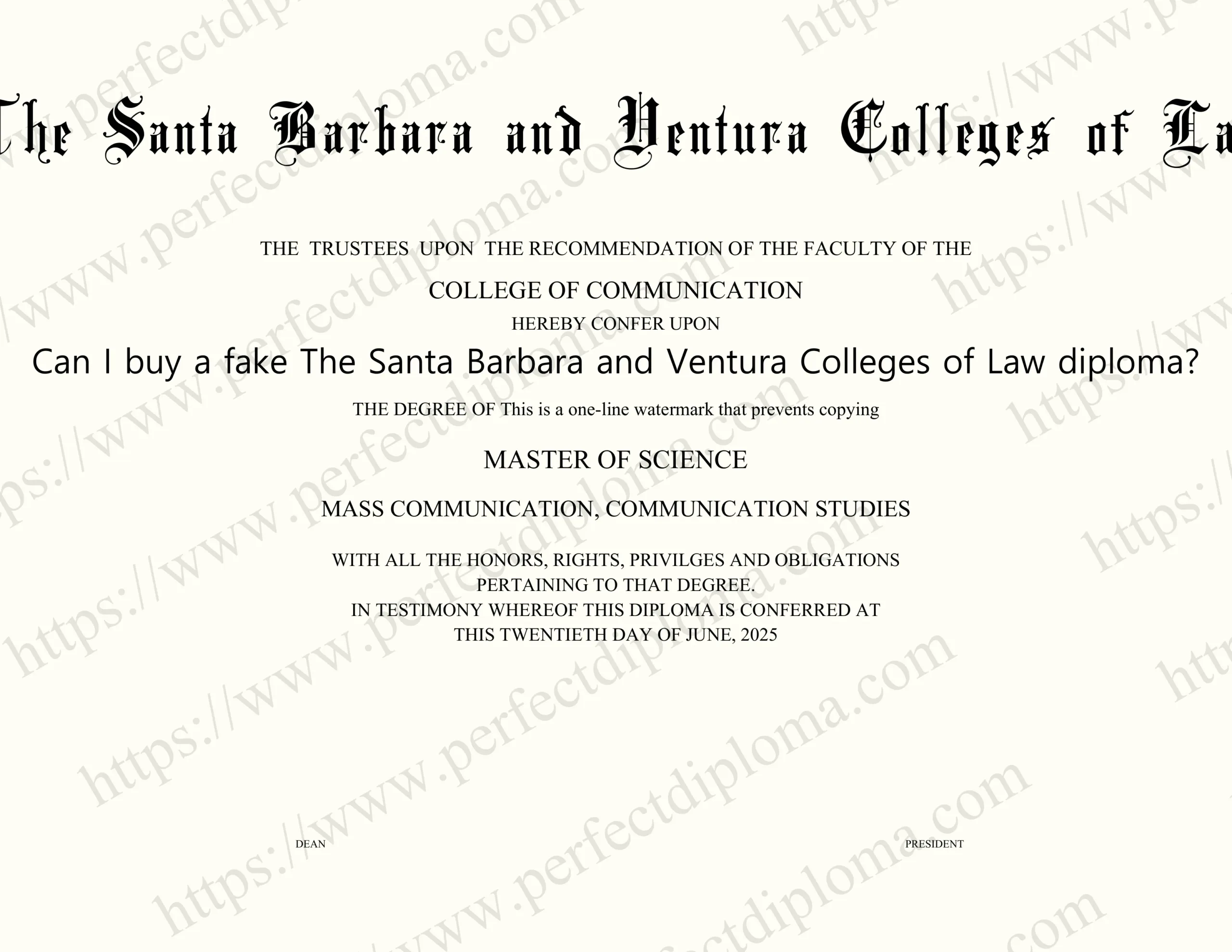 Can I buy a fake The Santa Barbara and Ventura Colleges of Law diploma?