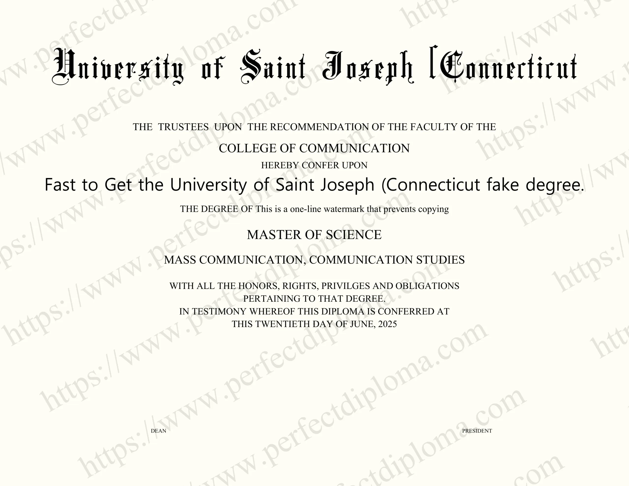 Fast to Get the University of Saint Joseph (Connecticut fake degree.