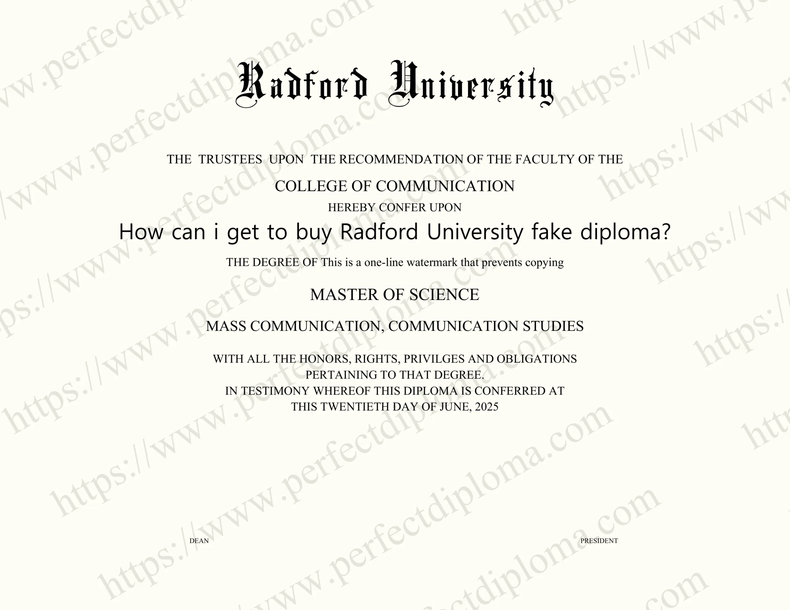 How can i get to buy Radford University fake diploma?