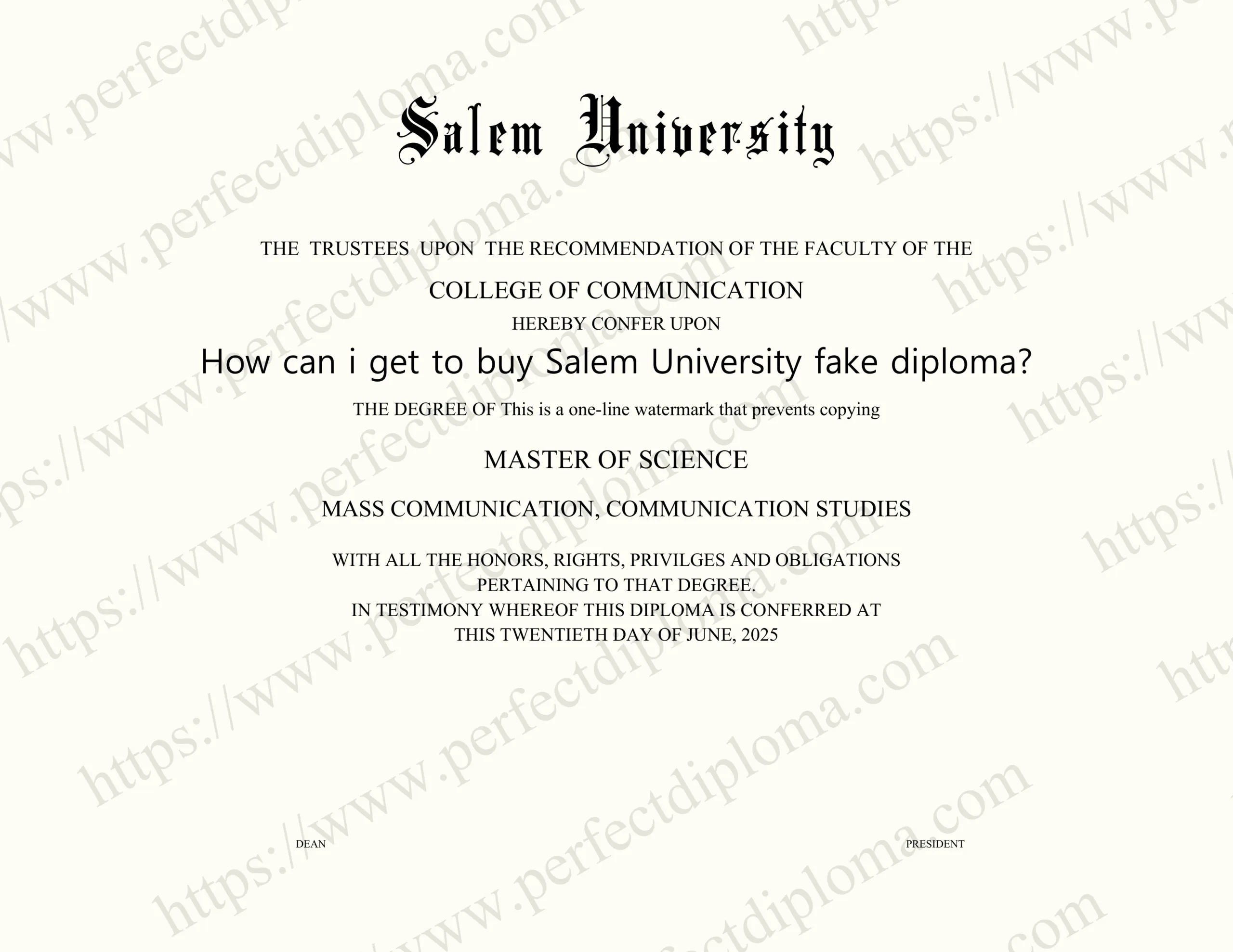 How can i get to buy Salem University fake diploma?
