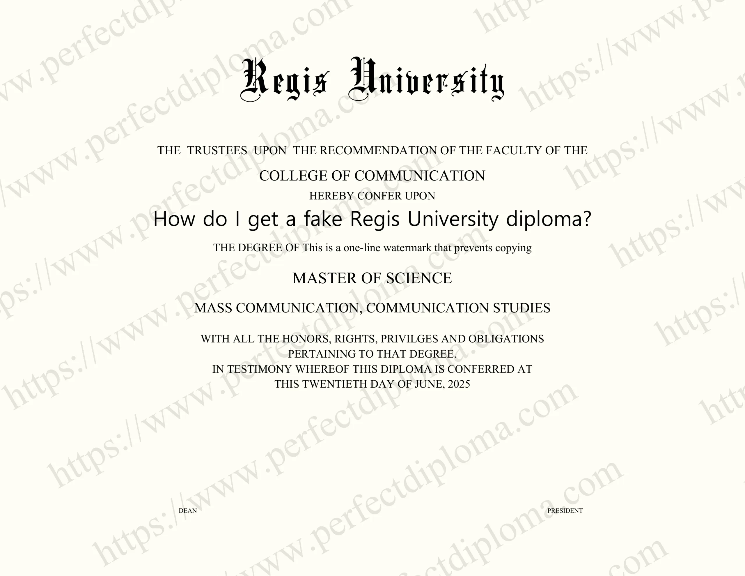 How do I get a fake Regis University diploma?