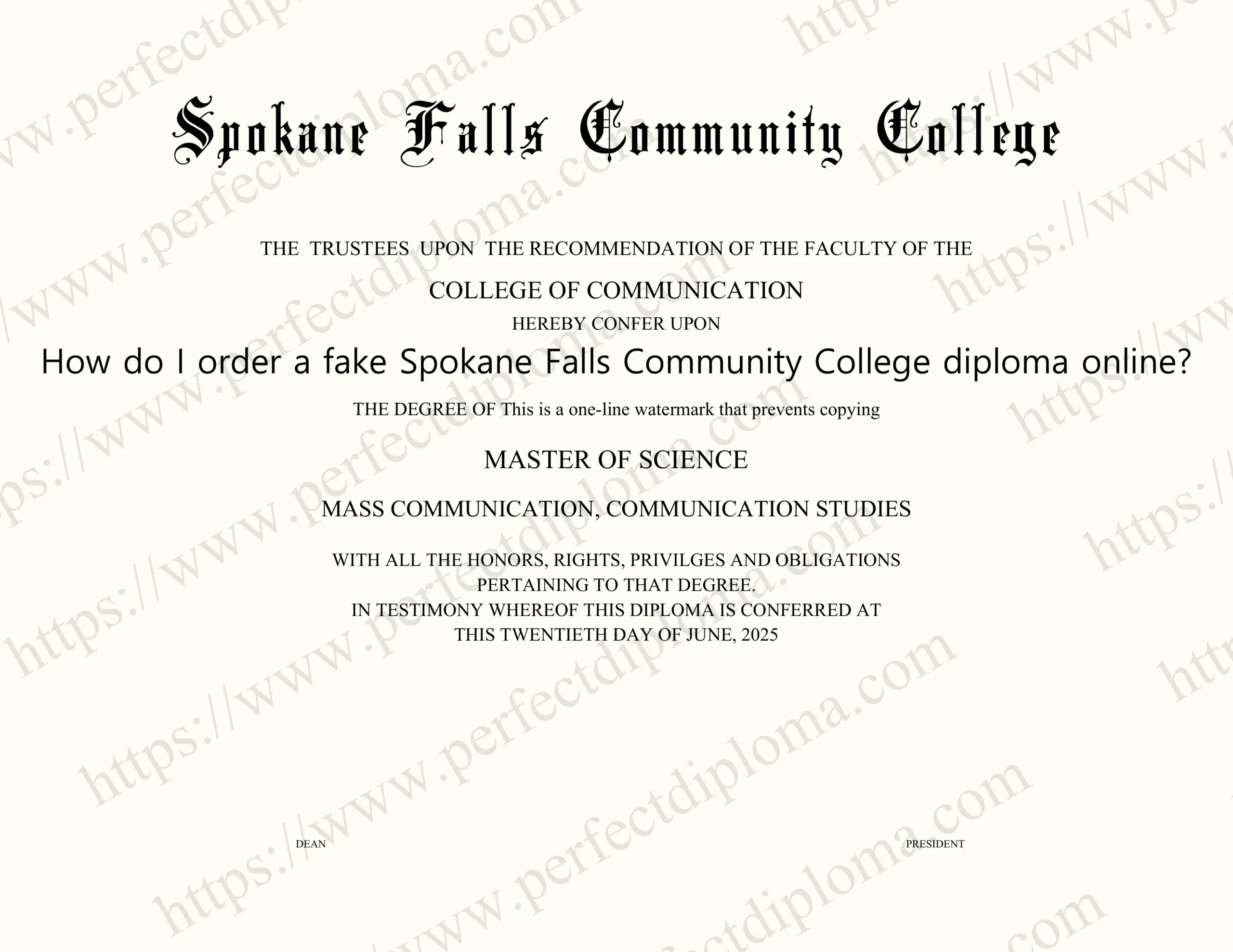 How do I order a fake Spokane Falls Community College diploma online?