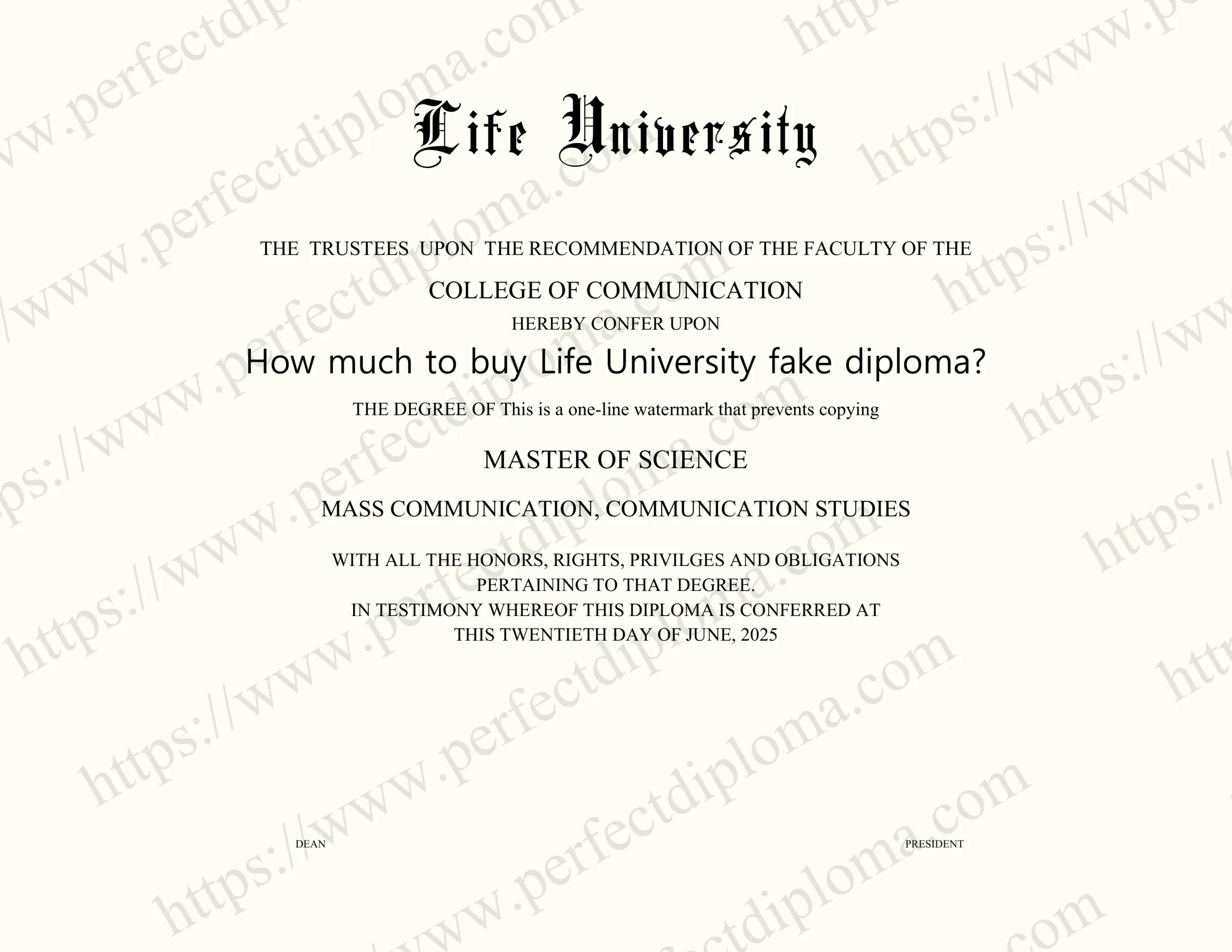 How much to buy Life University fake diploma?