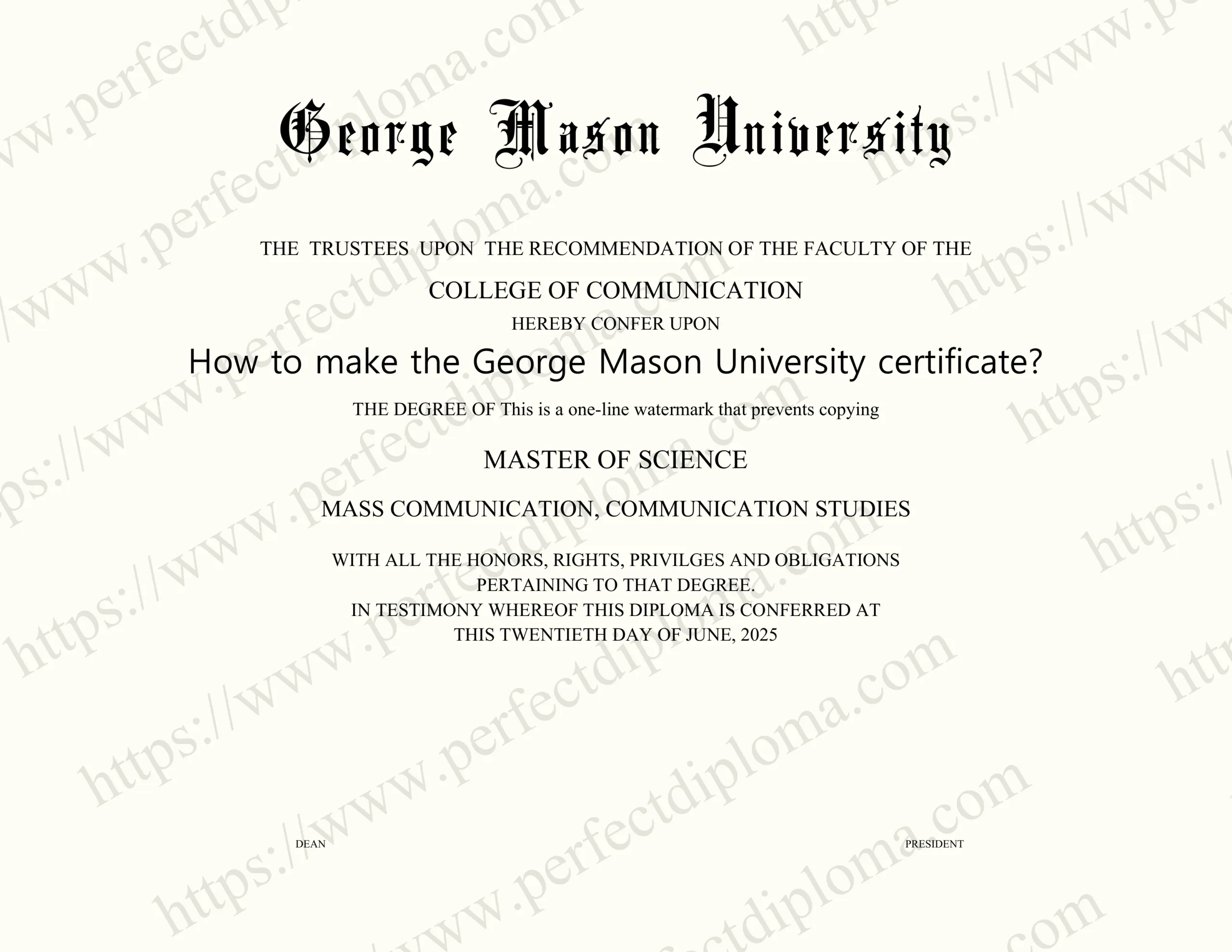 How to make the George Mason University certificate?
