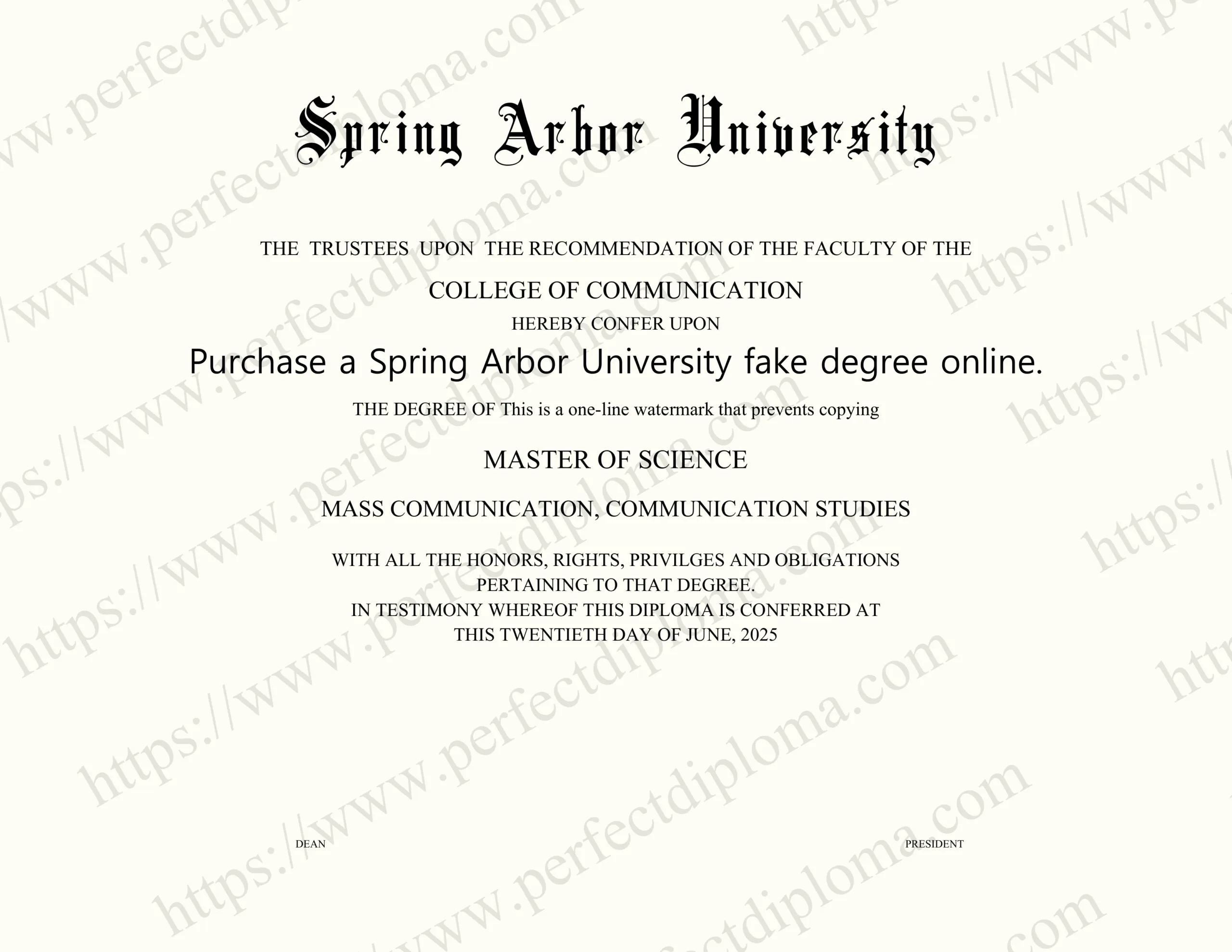 Purchase a Spring Arbor University fake degree online.