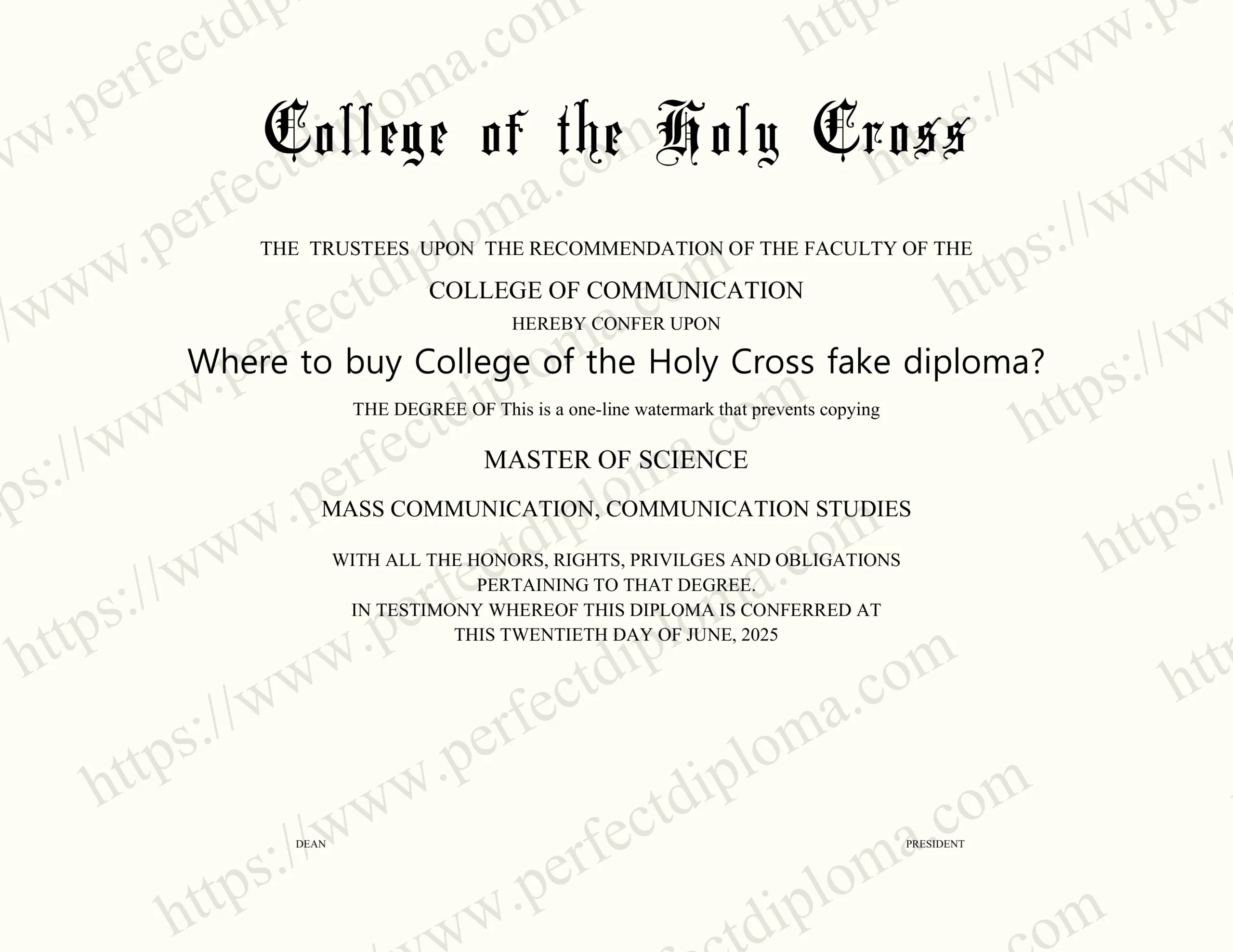 Where to buy College of the Holy Cross fake diploma?